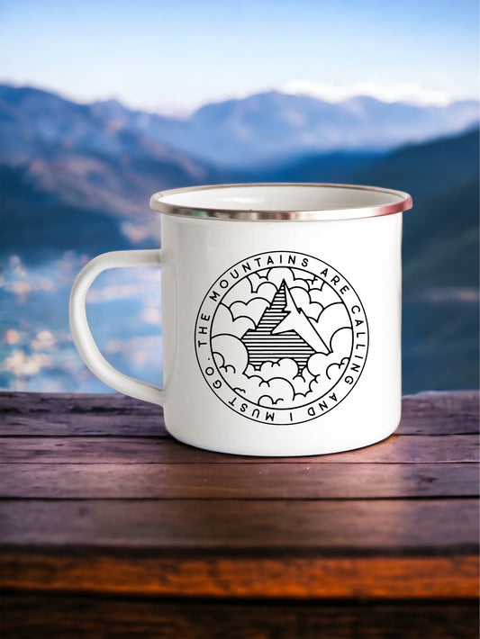 The Mountains are Calling & I Must Go - Enamel Mug