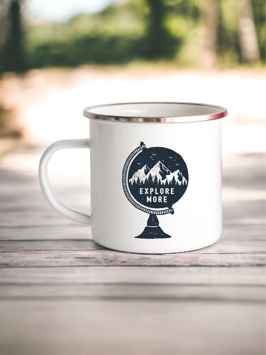 Explore More Globe - Enamel Mug