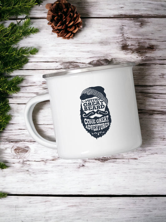 With great beard come great adventure - Enamel Mug