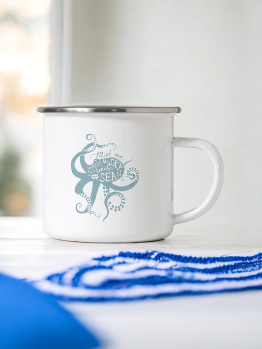 Meet Me Where The Sky Touches The Sea - Enamel Mug