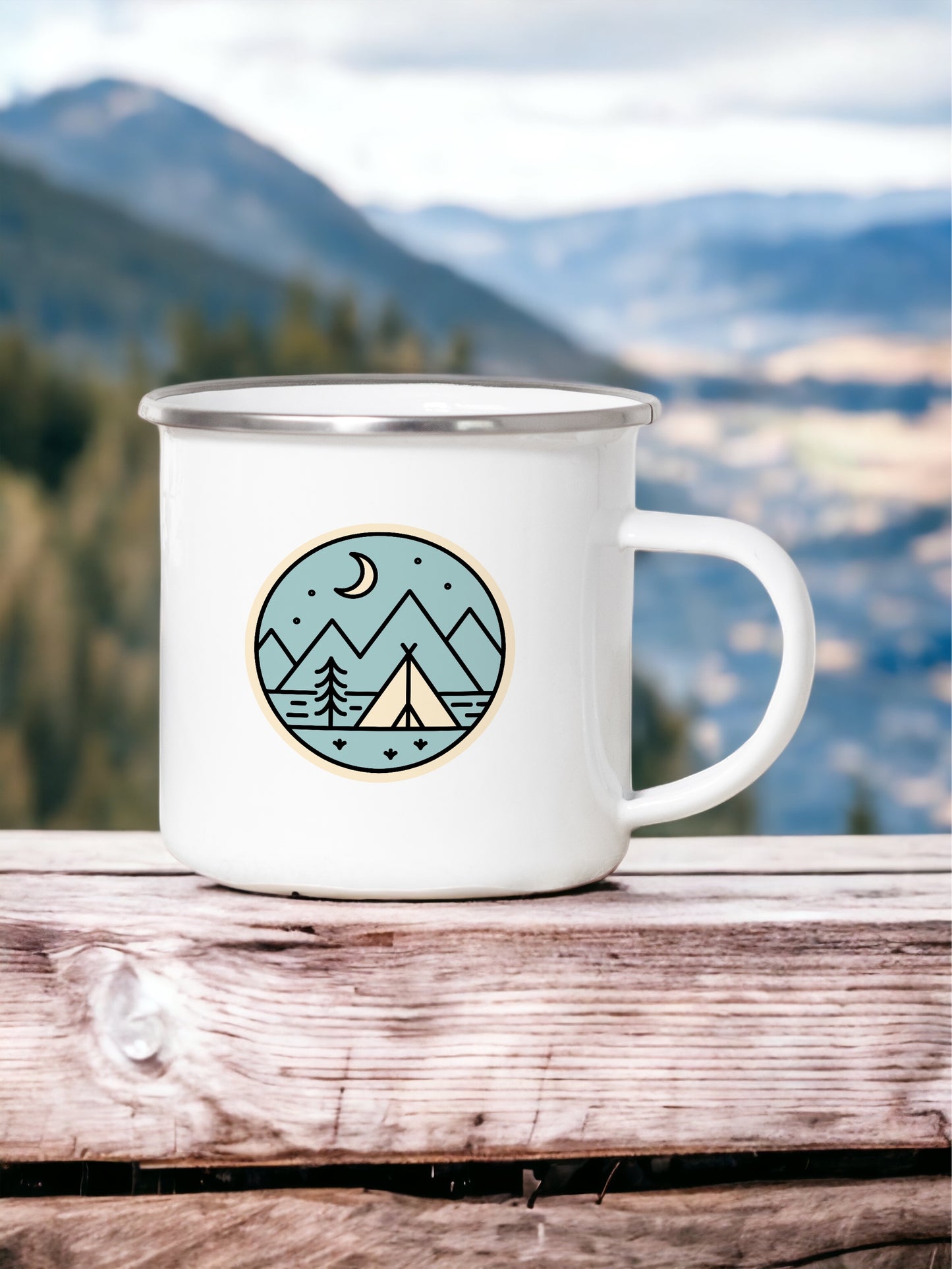 Camping Badge - Enamel Camping Mug