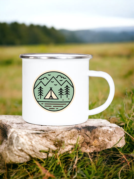 Camping Badge - Enamel Camping Mug