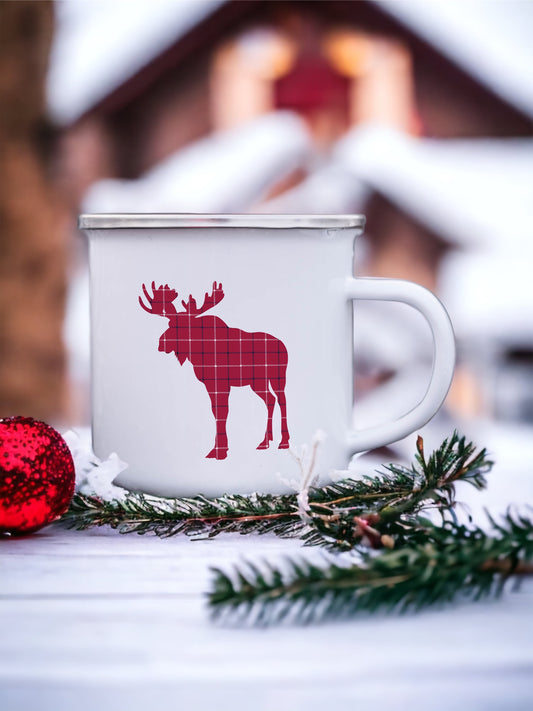 Plaid Moose - Enamel Camping Mug