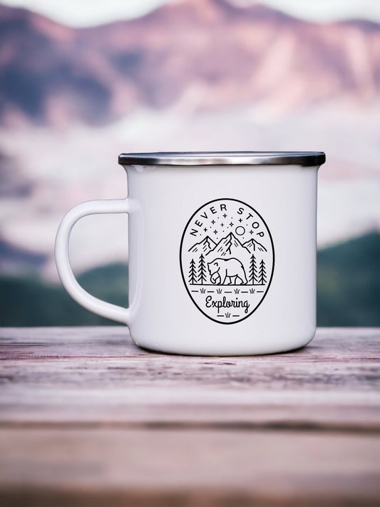 Never Stop Exploring - Enamel Mug