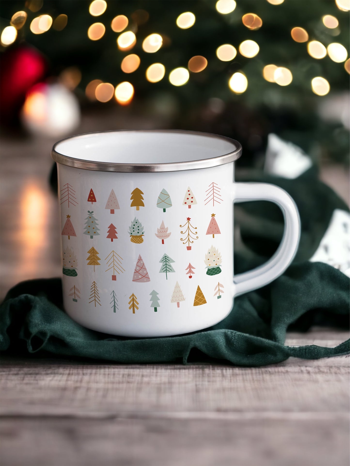 Folky Wintertime Christmas Enamel Mug