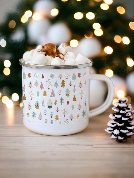 Folky Wintertime Christmas Enamel Mug