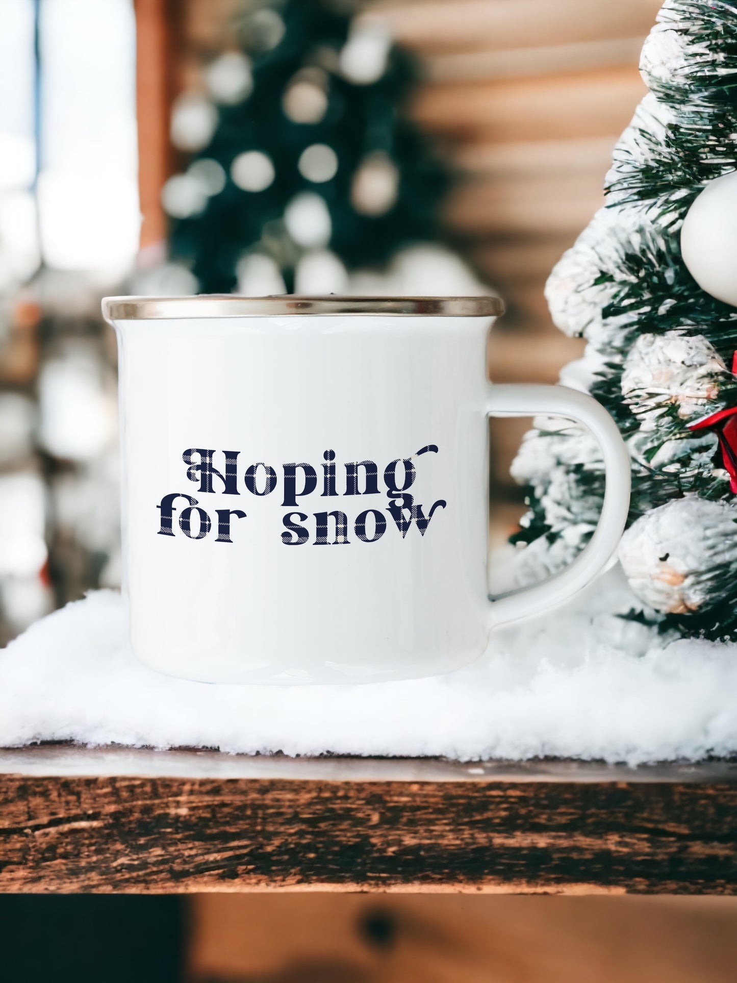 Hoping for snow - Enamel Camping Mug