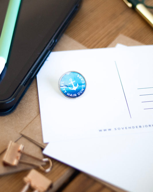 Salty Hair Don't Care -  Pin Badge