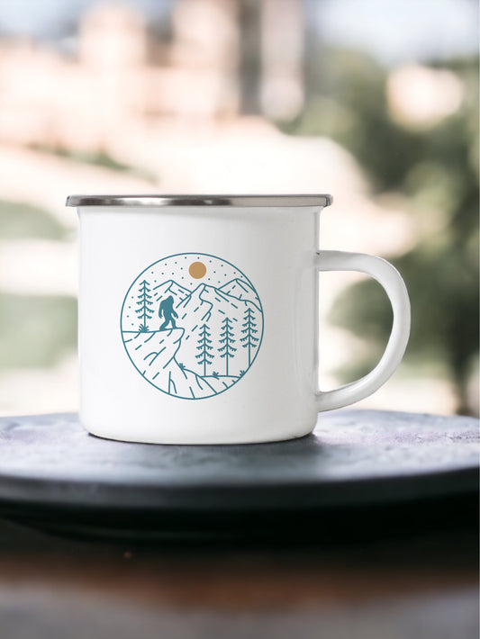 Bigfoot in the woods - Enamel Camping Mug