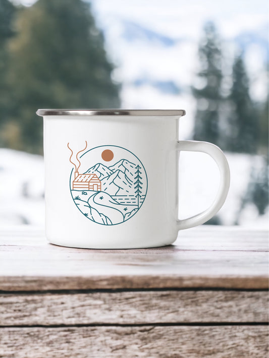 Cabin in the woods - Enamel Camping Mug