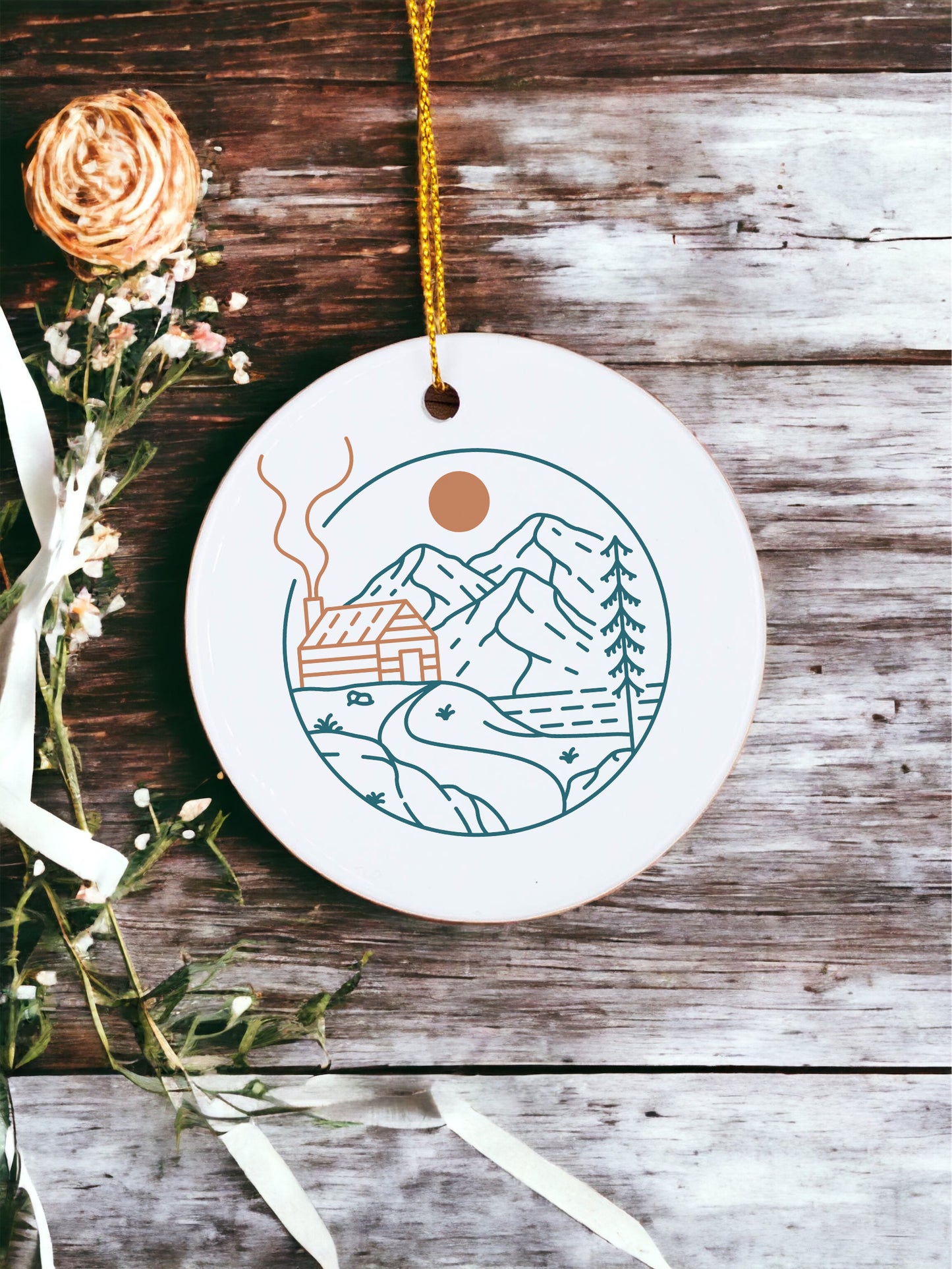 Cabin in the woods - Ceramic Ornament