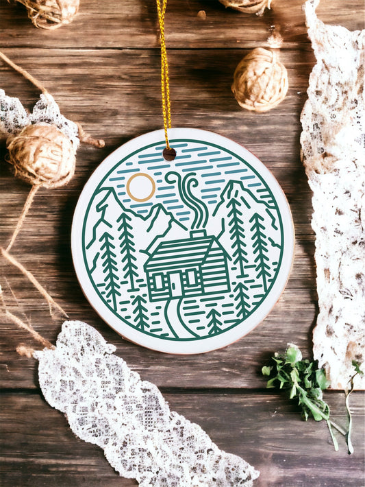 Cabin in the woods - Ceramic Ornament