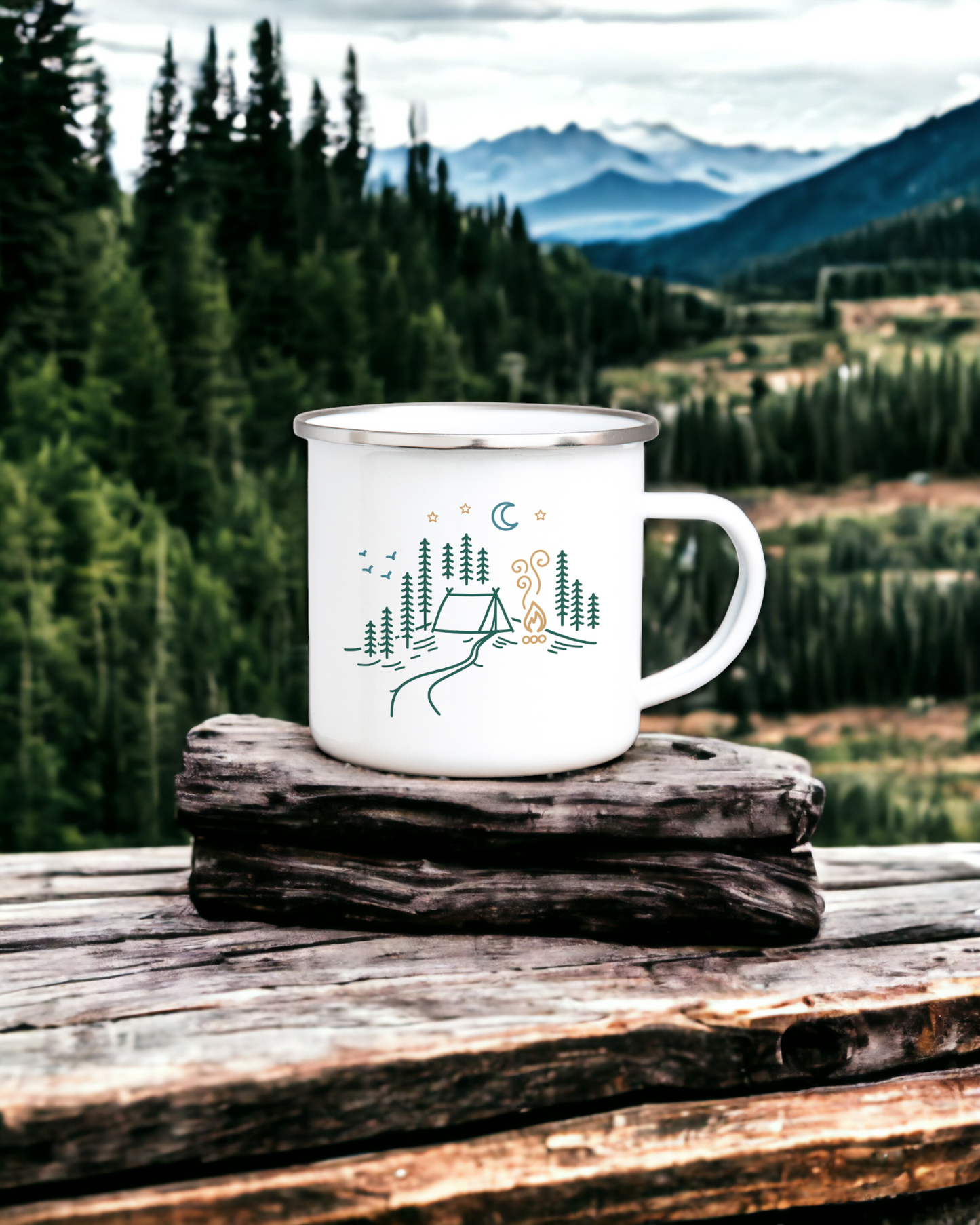 Camping in the woods - Enamel Mug