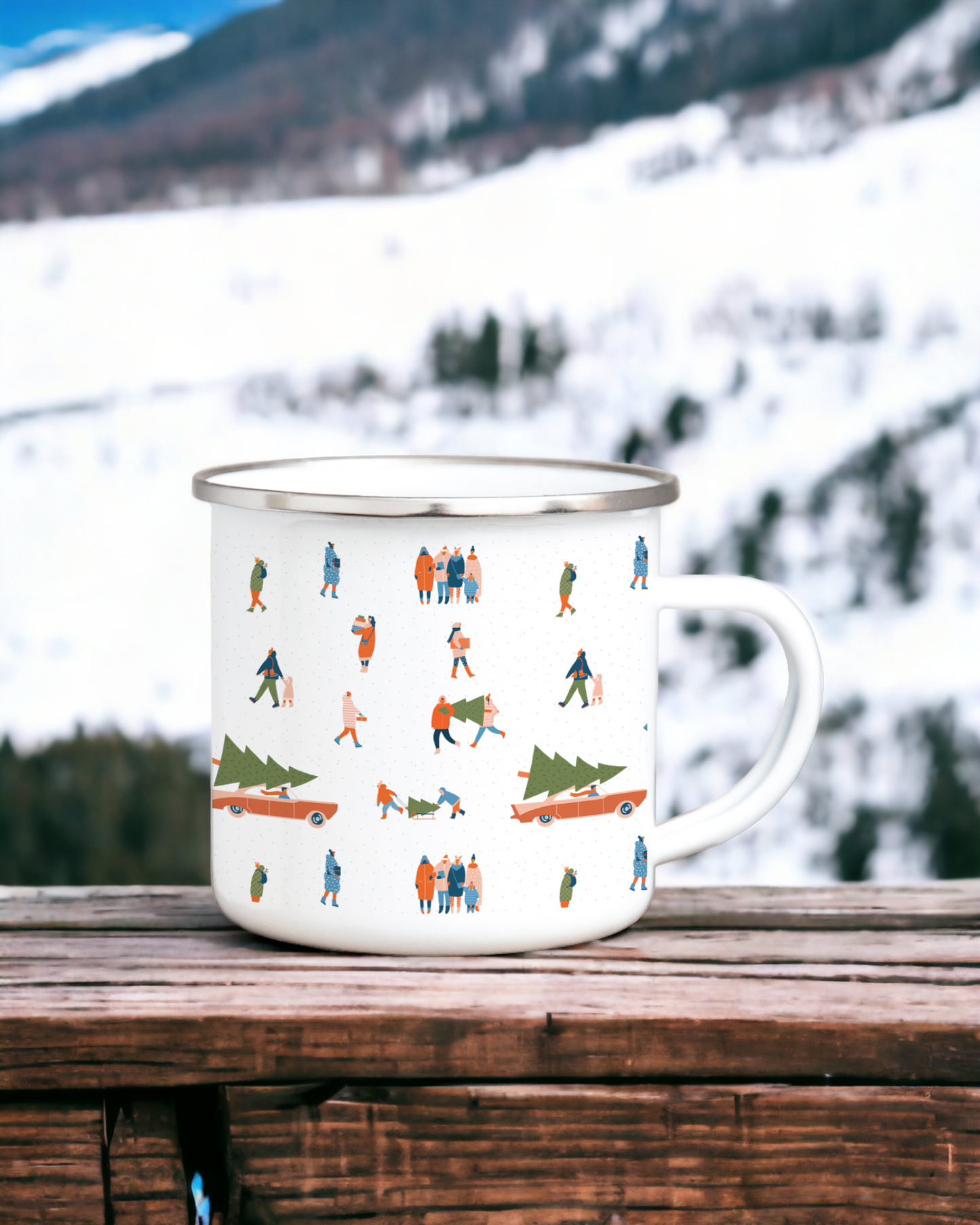 Christmas on the Slopes - Enamel Camping Mug