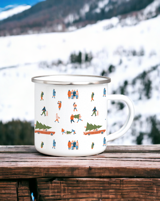 Christmas on the Slopes - Enamel Camping Mug