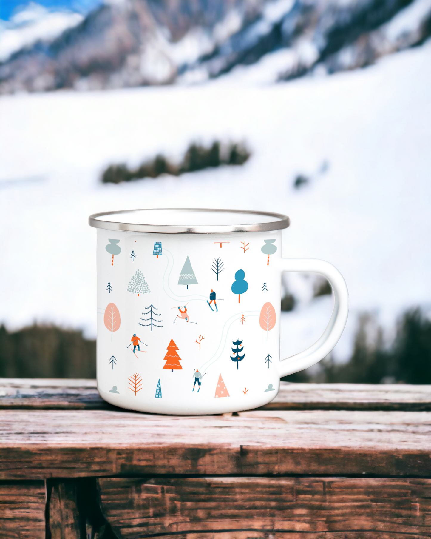 Christmas on the Slopes - Enamel Camping Mug