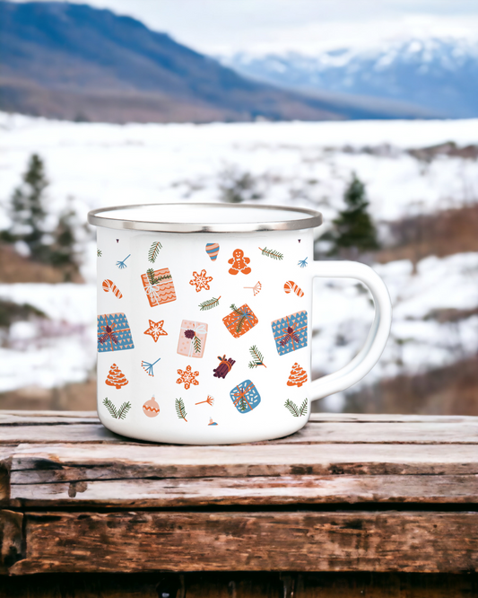 Christmas on the Slopes - Enamel Camping Mug