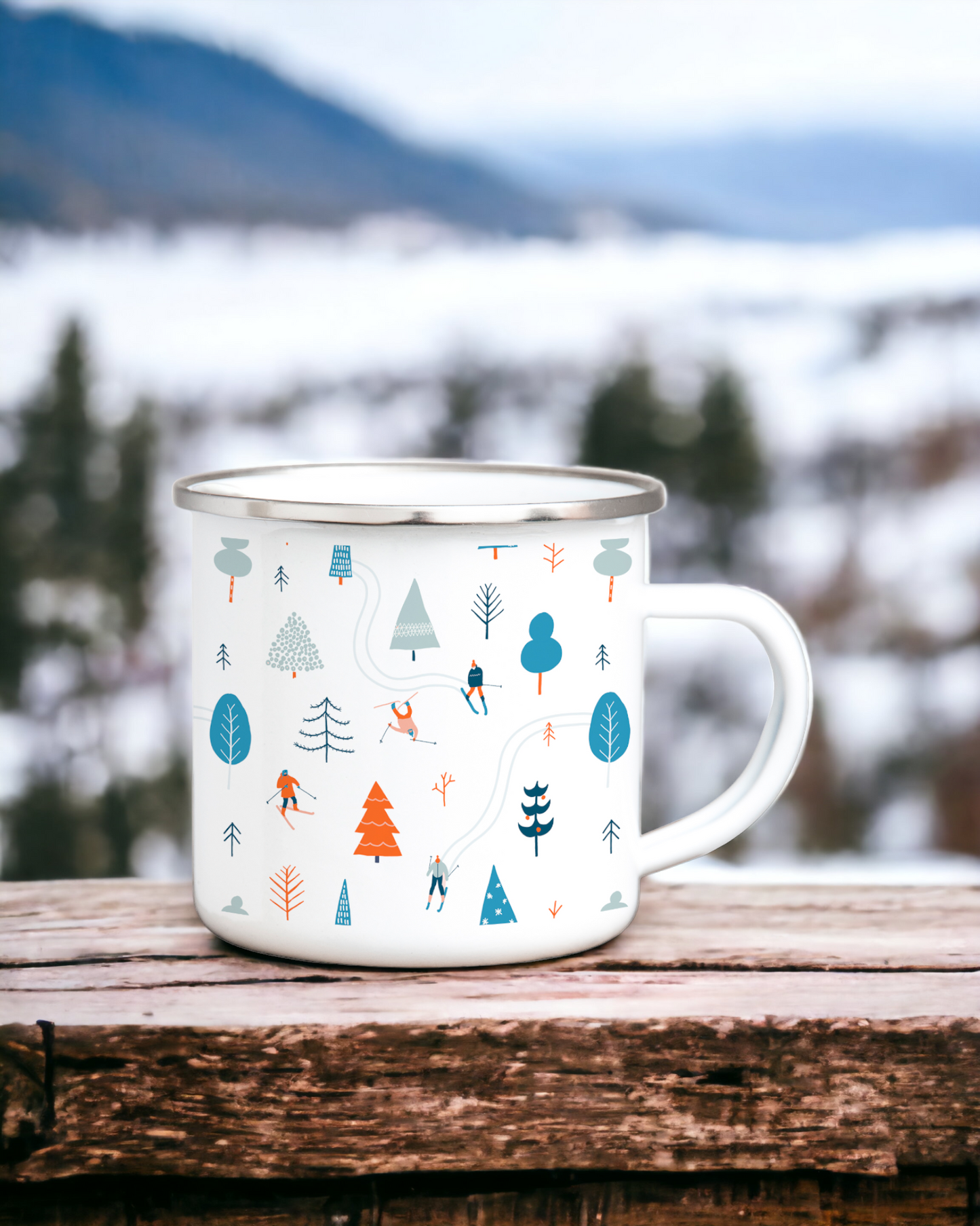 Christmas on the Slopes - Enamel Camping Mug