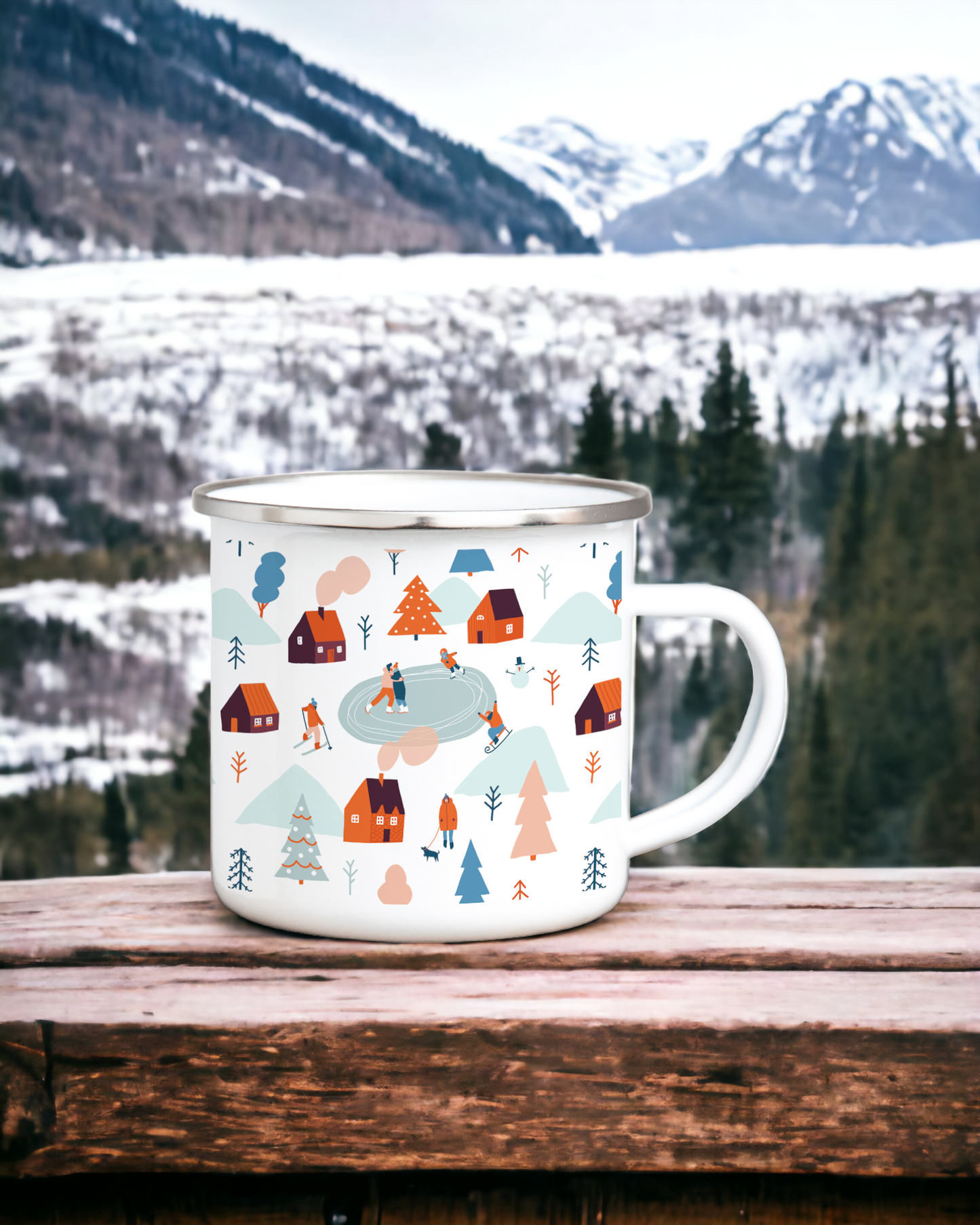 Christmas on the Slopes - Enamel Camping Mug