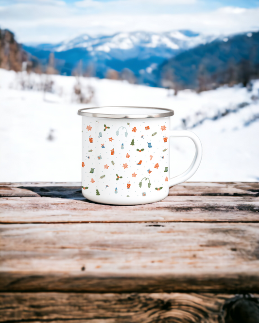 Christmas on the Slopes - Enamel Camping Mug