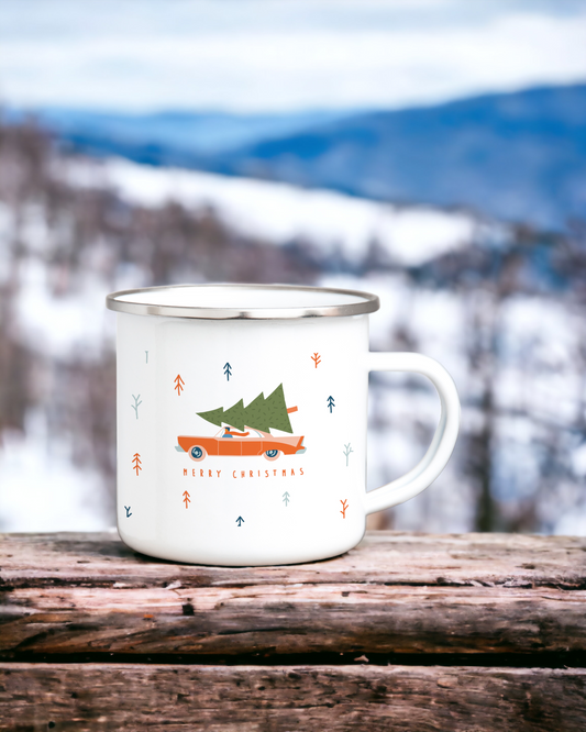 Christmas on the Slopes - Enamel Camping Mug