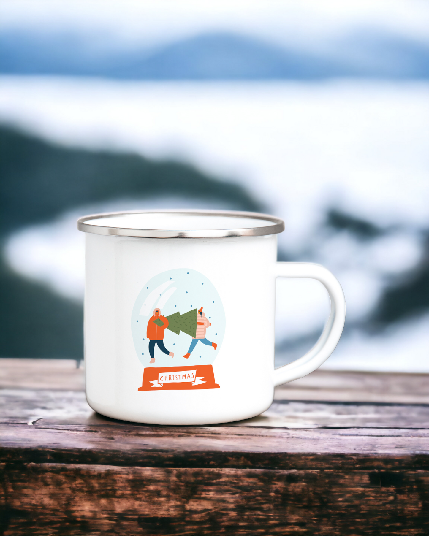 Christmas on the Slopes - Enamel Camping Mug