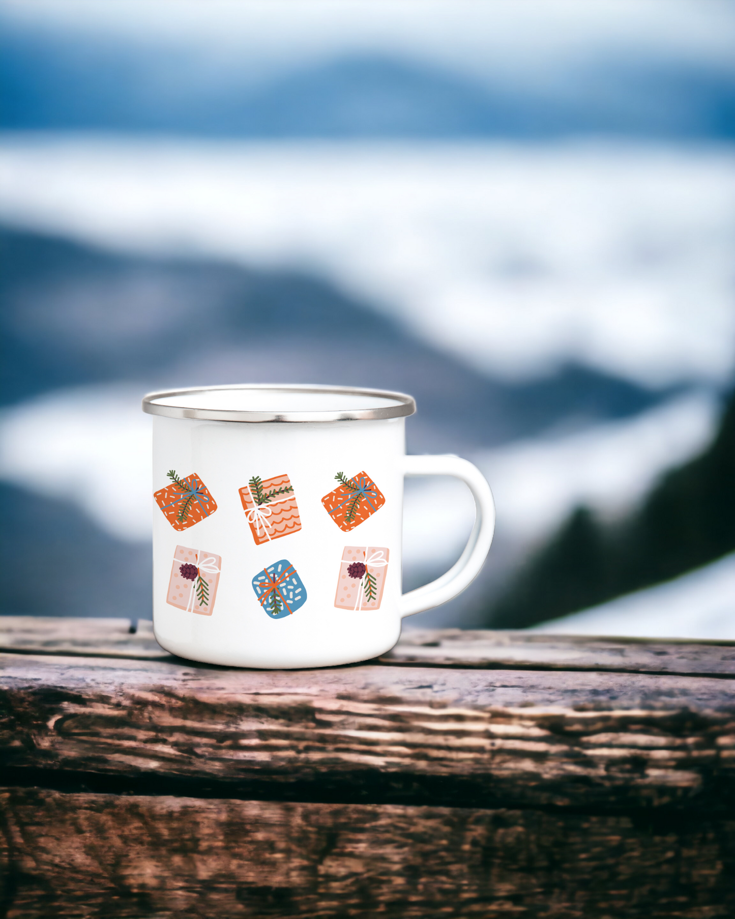 Christmas on the Slopes - Enamel Camping Mug