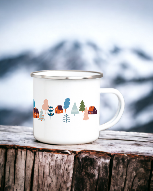 Christmas on the Slopes - Enamel Camping Mug