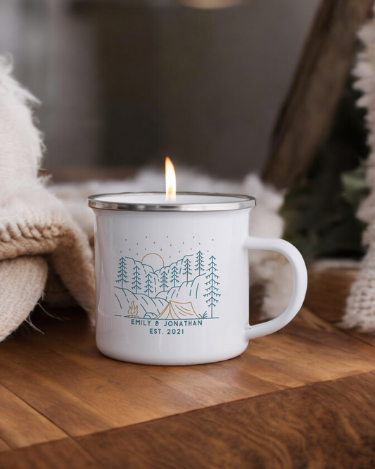 Camping - Personalised Enamel Camper Candle