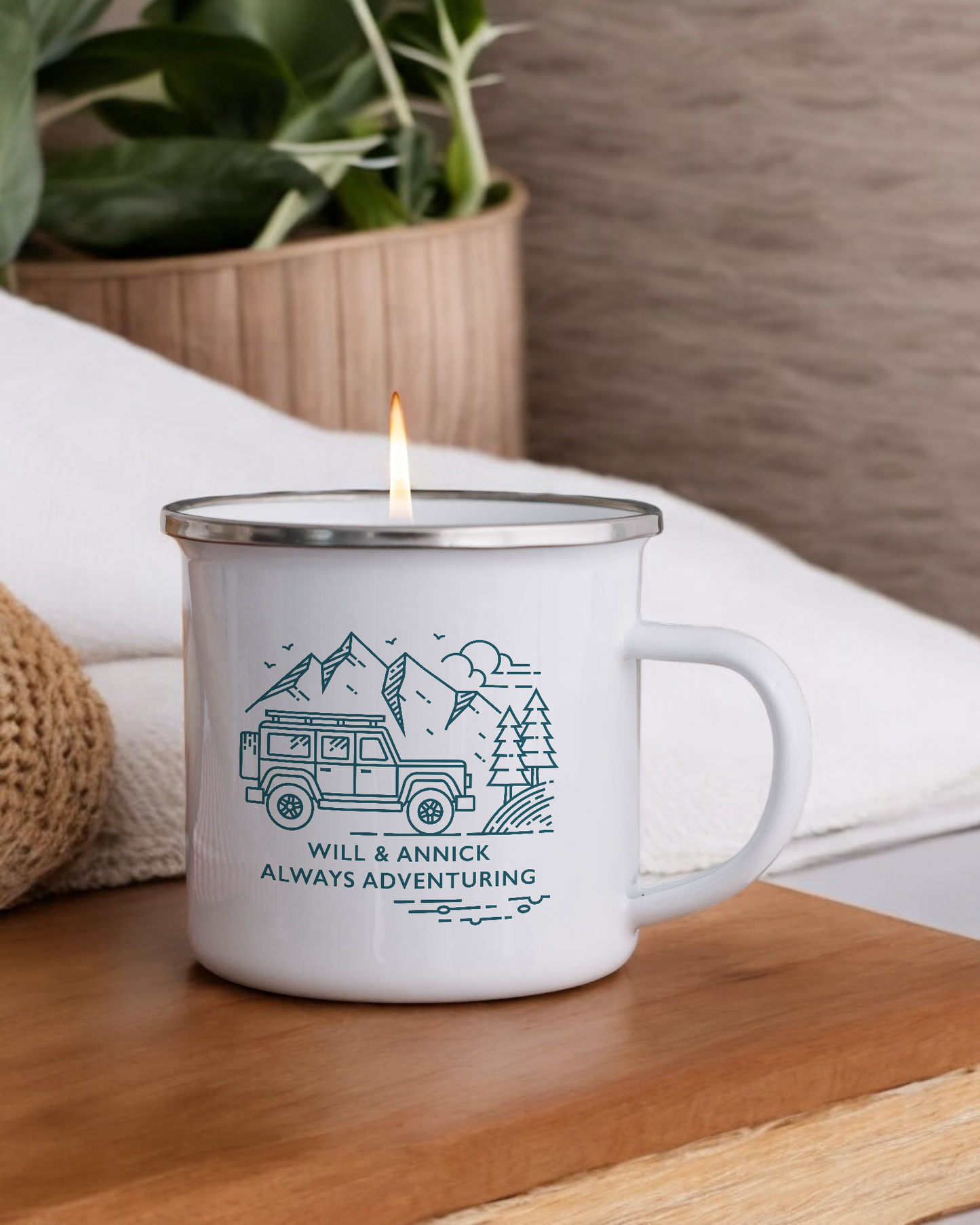 Always Adventuring - Personalised Enamel Camper Candle