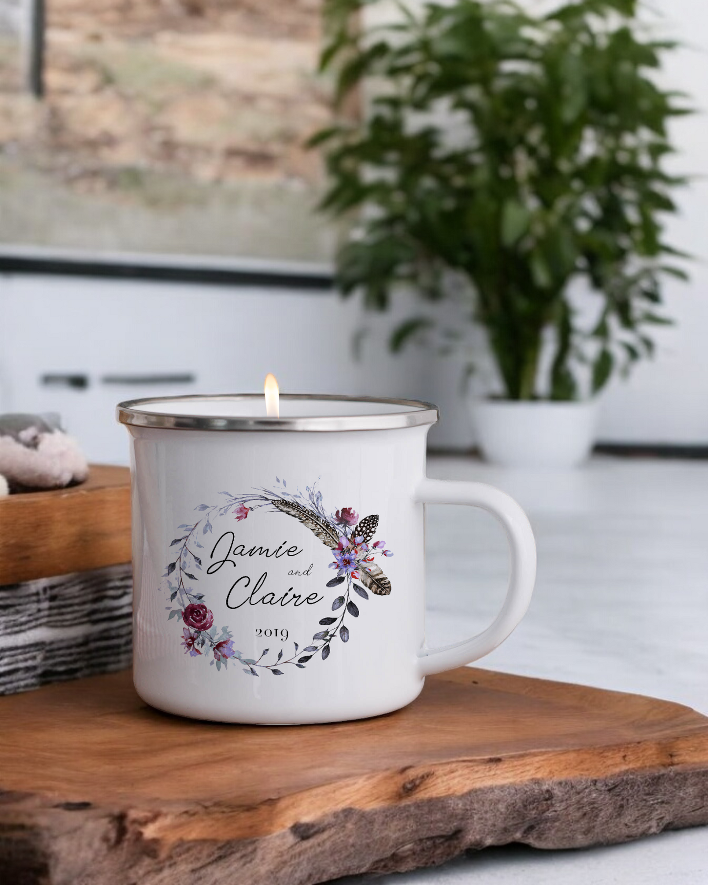 Couples Mug - Personalised Enamel Camper Candle