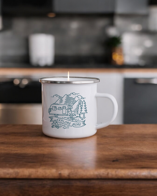 Explore More - Enamel Camper Candle