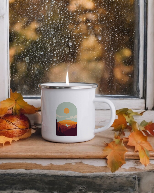 Mountain sunset - Enamel Camper Candle