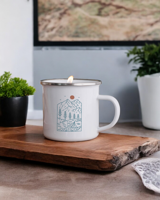 Let's go camping  - Enamel Camper Candle