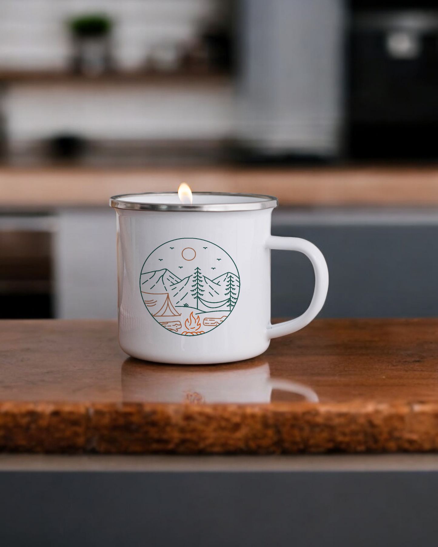 Let's go camping  - Enamel Camper Candle