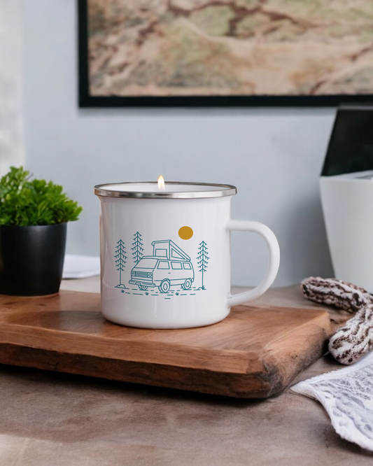 Get in the camper van - Enamel Camper Candle