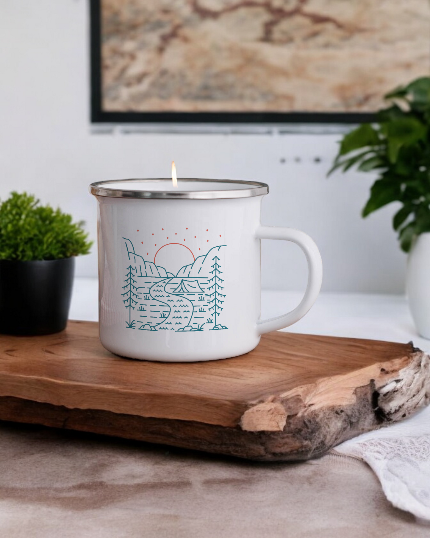 Let's go camping - Enamel Camper Candle