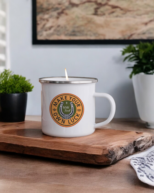 Make your own luck - Enamel Camper Candle