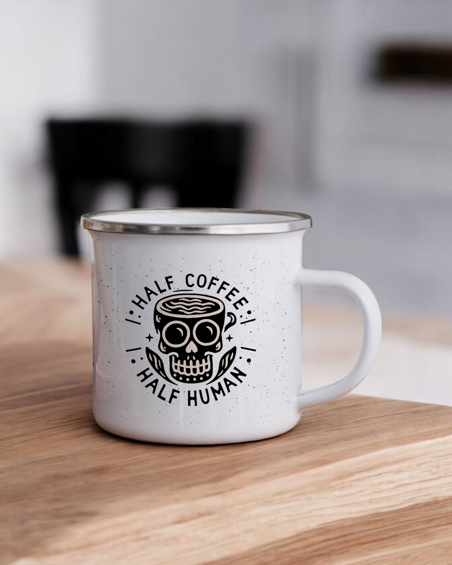 Half Coffee Half Human - Enamel Camper