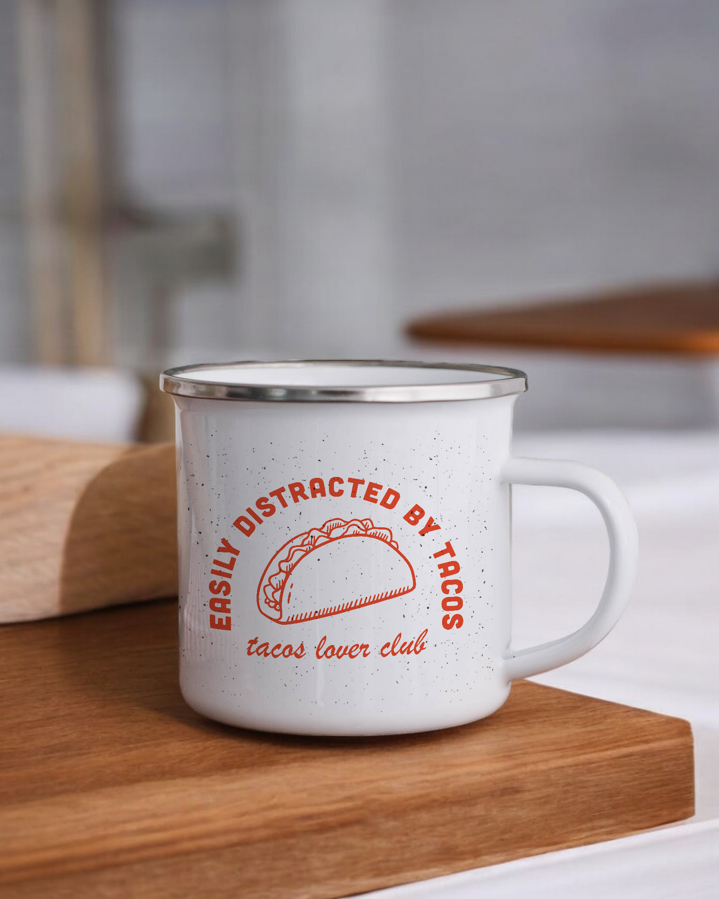 Easily Distracted by Tacos - Enamel Camper Mug