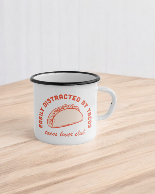 Easily Distracted By Tacos - Ceramic Camper Mug