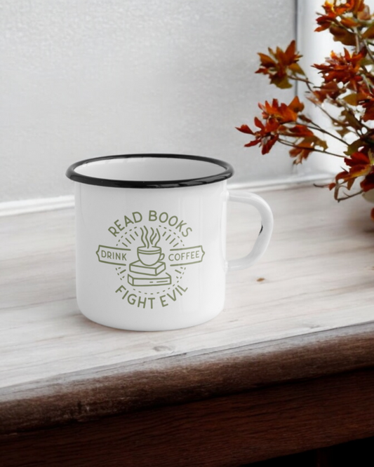 Read Books, Drink Coffee, Fight Evil - Ceramic Camper Mug