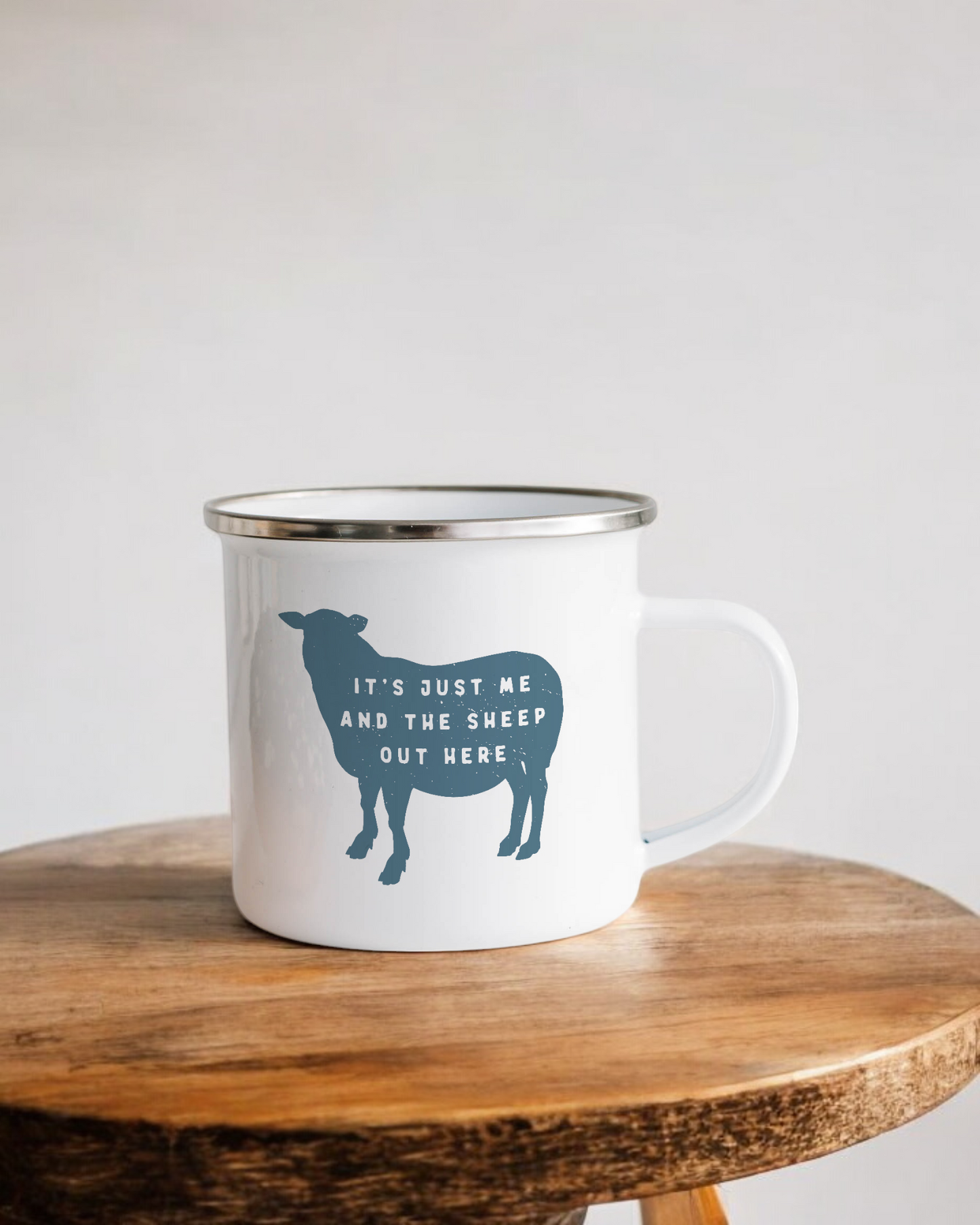 It's just me and the sheep out here - Enamel Camper Mug