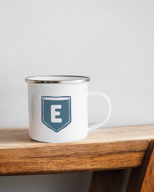 Initial Pennant - Personalised Enamel Camper Mug