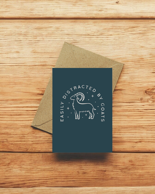 Easily distracted by goats blank notecard