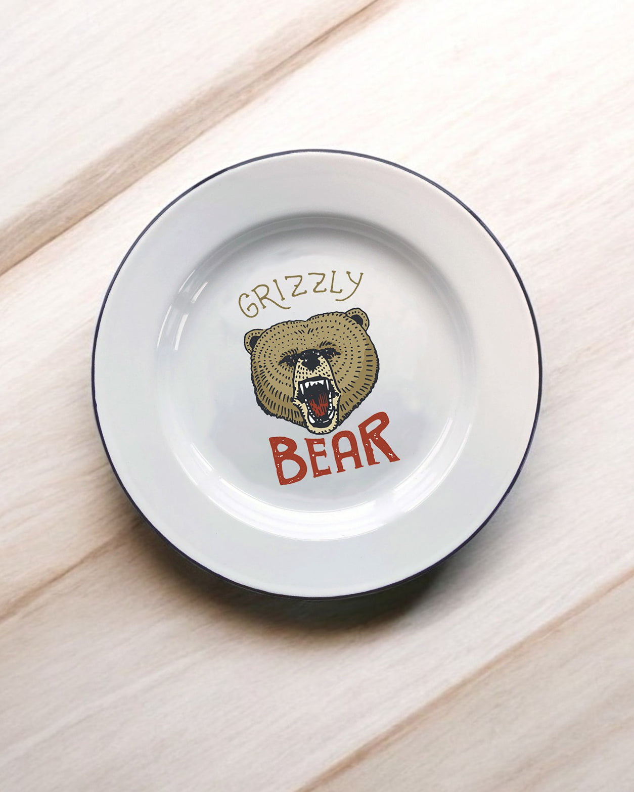 Grizzly Bear Decorative Enamel Plate