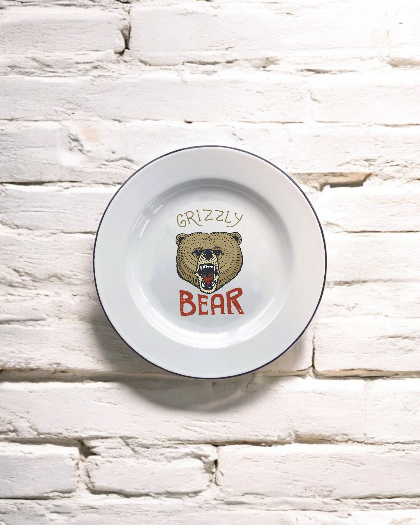 Grizzly Bear Decorative Enamel Plate