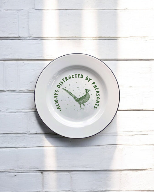 Always distracted by pheasants Decorative Enamel Plate