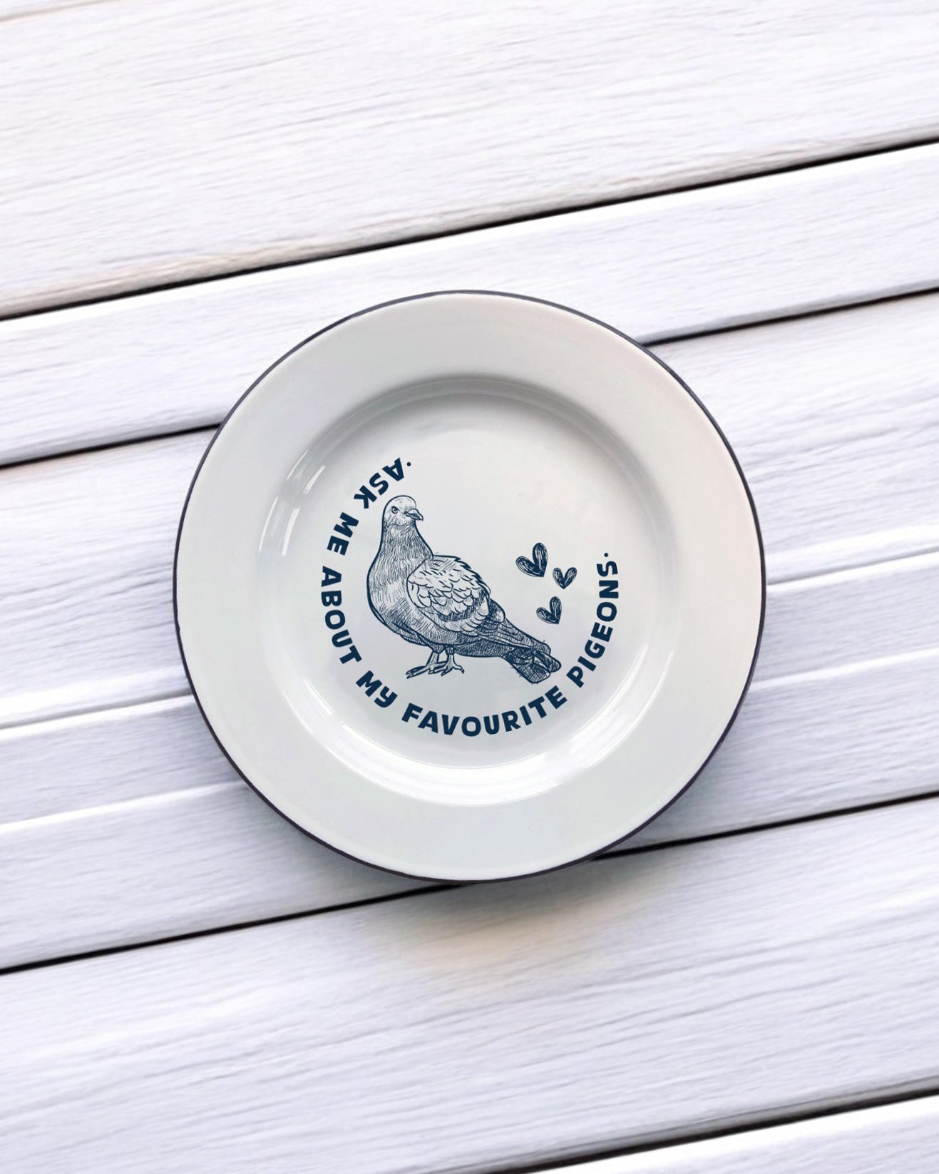 Ask me about my favourite pigeons Decorative Enamel Plate