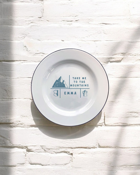 Take me to the mountain, personalised Decorative Enamel Plate